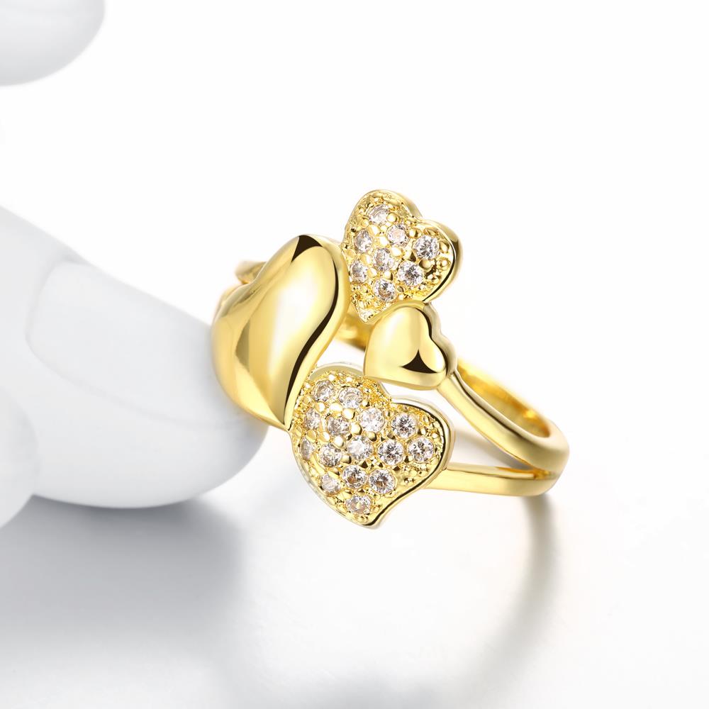 Wholesale Hot sale jewelry from China Trendy 24K Gold Heart White CZ Ring  TGGPR224 2