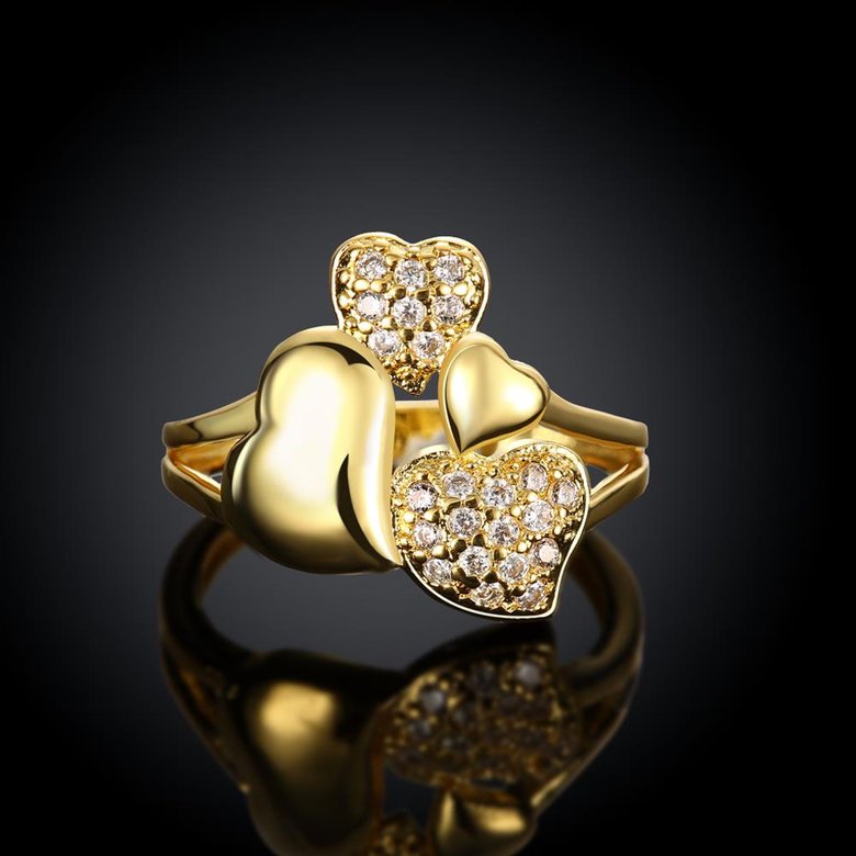 Wholesale Hot sale jewelry from China Trendy 24K Gold Heart White CZ Ring  TGGPR224 3
