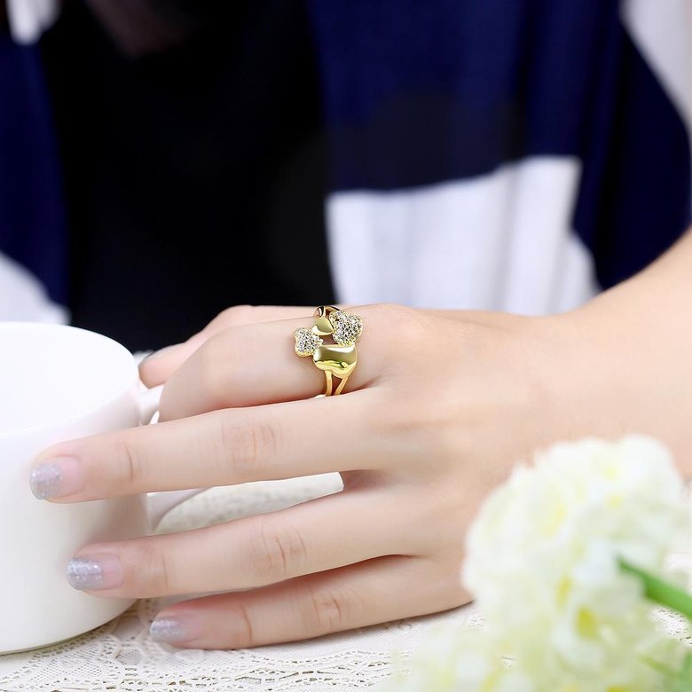 Wholesale Hot sale jewelry from China Trendy 24K Gold Heart White CZ Ring  TGGPR224 4