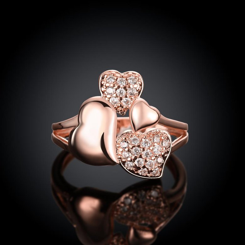 Wholesale Hot sale jewelry from China Trendy Rose Gold Heart White CZ Ring TGGPR231 1