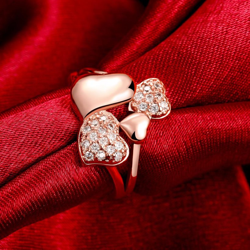Wholesale Hot sale jewelry from China Trendy Rose Gold Heart White CZ Ring TGGPR231 2