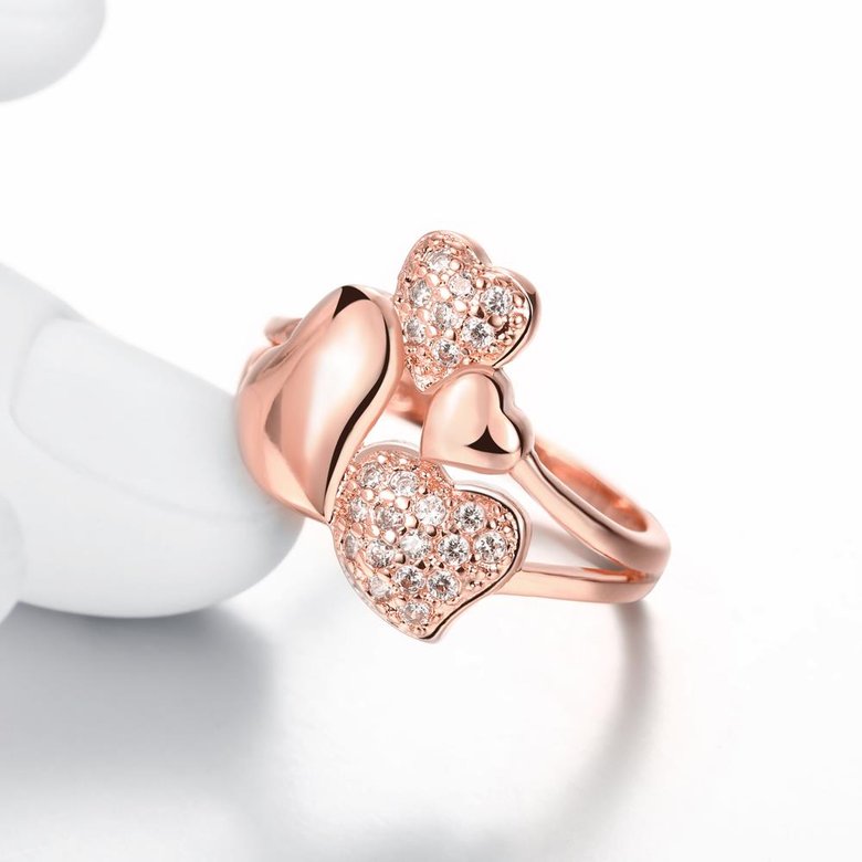 Wholesale Hot sale jewelry from China Trendy Rose Gold Heart White CZ Ring TGGPR231 3