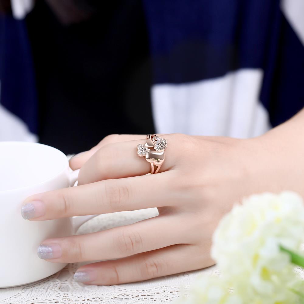 Wholesale Hot sale jewelry from China Trendy Rose Gold Heart White CZ Ring TGGPR231 4
