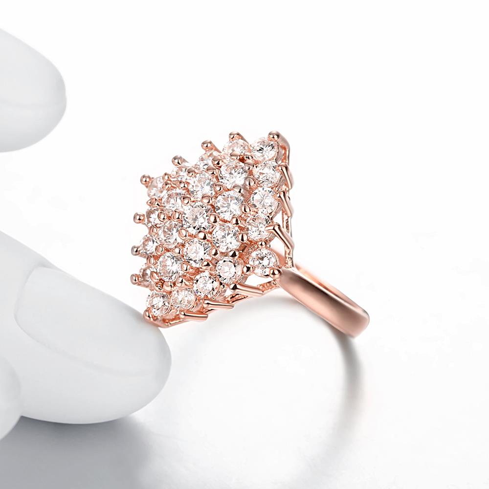 Wholesale Classic Rose Gold Geometric White CZ Ring full diamond Fine Jewelry Wedding Anniversary Party  Gift TGGPR238 0