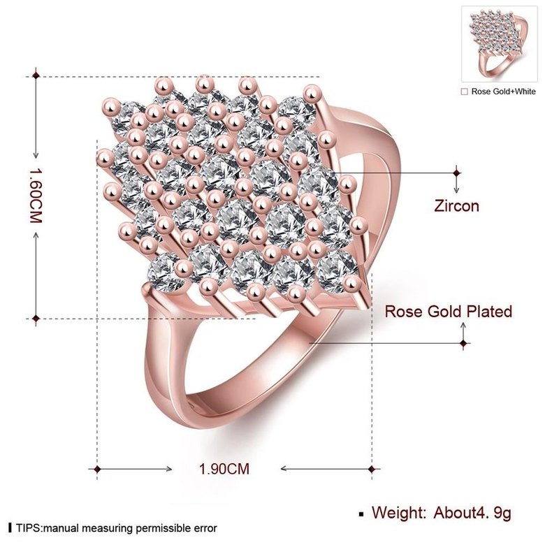 Wholesale Classic Rose Gold Geometric White CZ Ring full diamond Fine Jewelry Wedding Anniversary Party  Gift TGGPR238 2