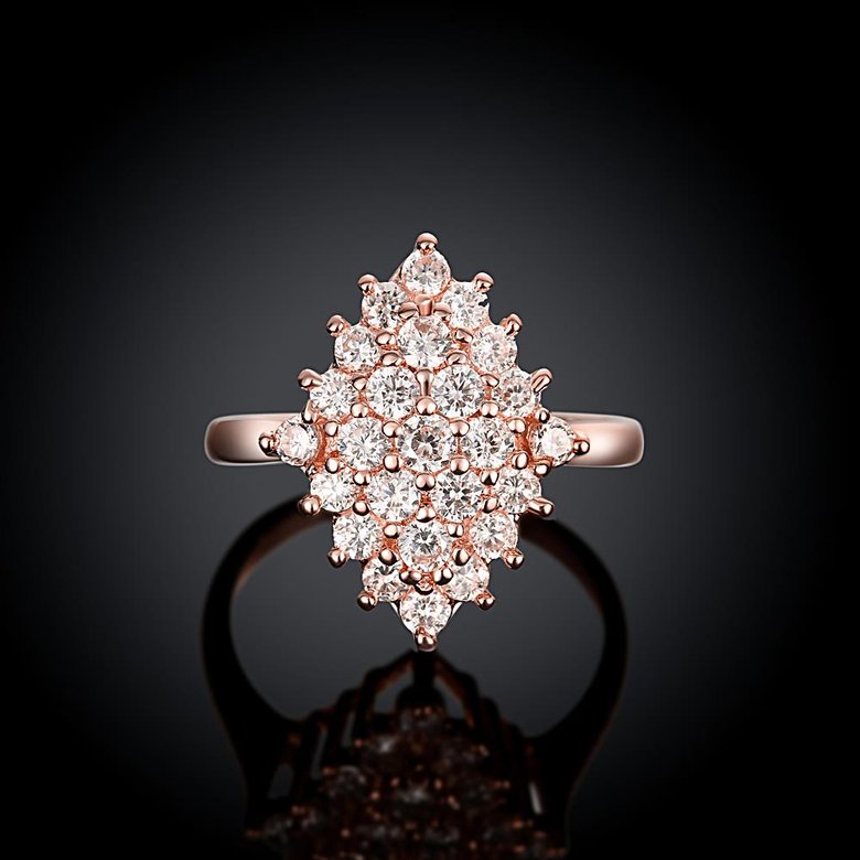 Wholesale Classic Rose Gold Geometric White CZ Ring full diamond Fine Jewelry Wedding Anniversary Party  Gift TGGPR238 3