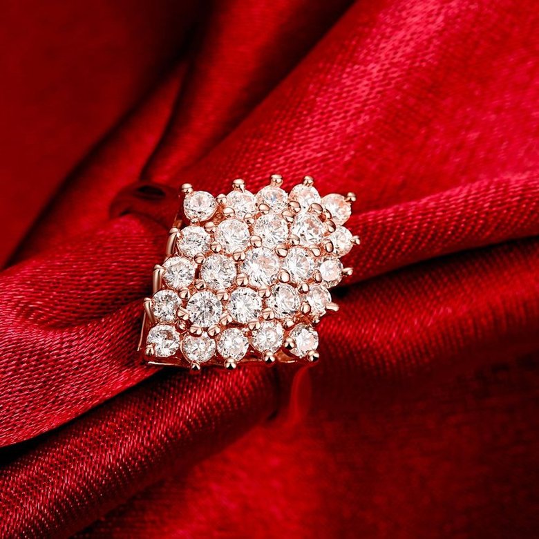 Wholesale Classic Rose Gold Geometric White CZ Ring full diamond Fine Jewelry Wedding Anniversary Party  Gift TGGPR238 4