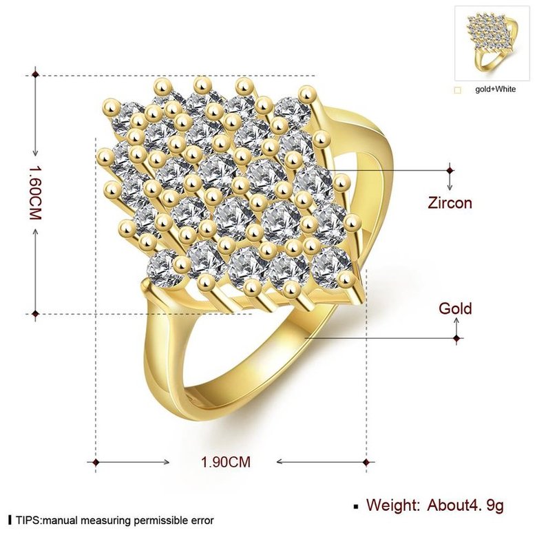 Wholesale Classic 24K Gold Geometric White CZ Ring full diamond Fine Jewelry Wedding Anniversary Party  Gift TGGPR245 0