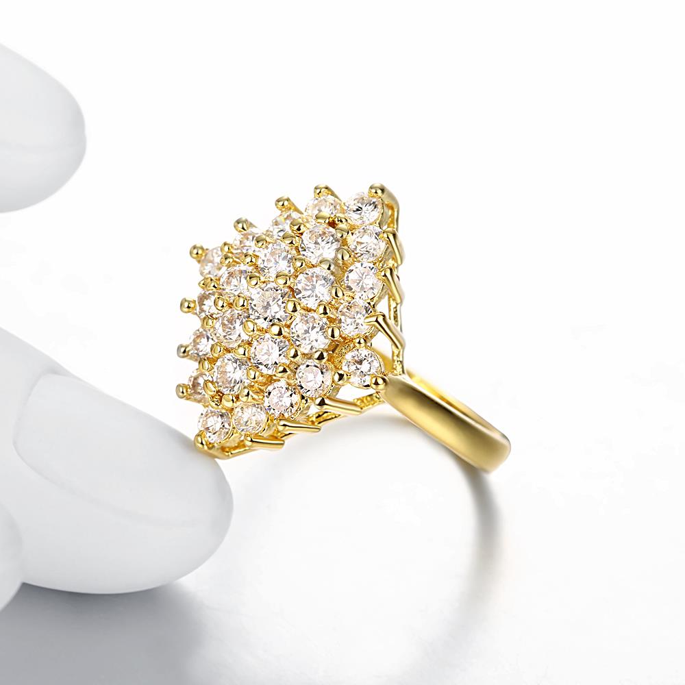 Wholesale Classic 24K Gold Geometric White CZ Ring full diamond Fine Jewelry Wedding Anniversary Party  Gift TGGPR245 3