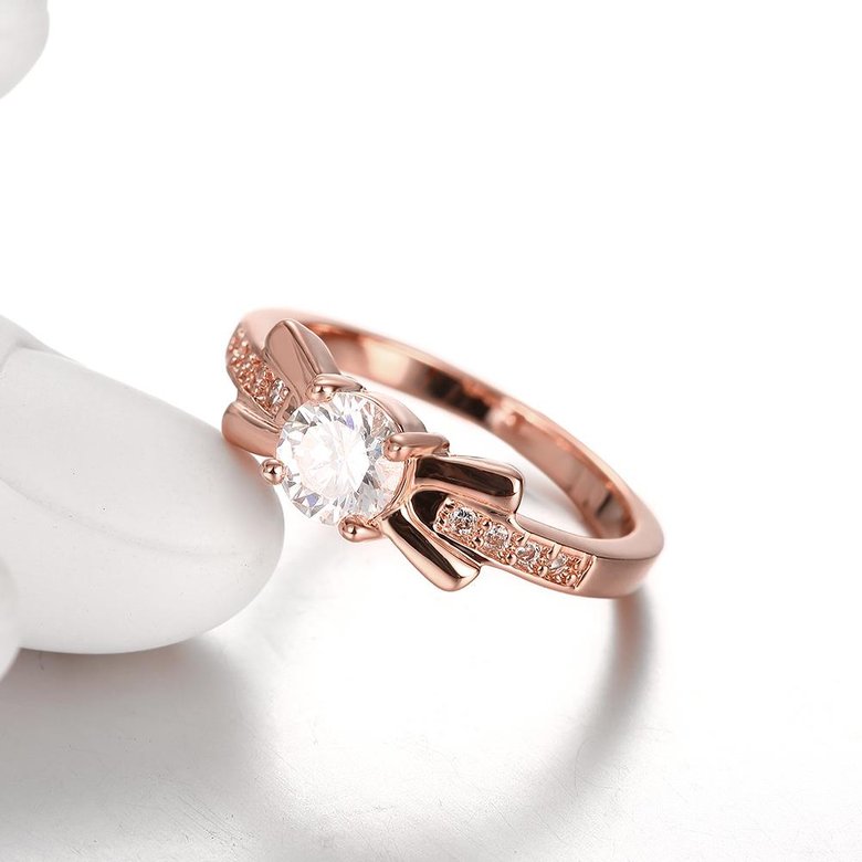 Wholesale Romantic Rose Gold Geometric White CZ Ring Fine Jewelry Wedding Anniversary Party  Gift TGGPR259 1