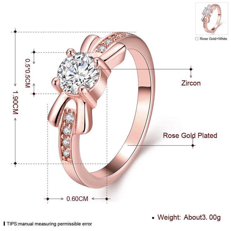 Wholesale Romantic Rose Gold Geometric White CZ Ring Fine Jewelry Wedding Anniversary Party  Gift TGGPR259 3