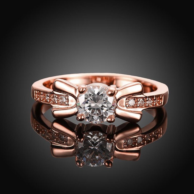 Wholesale Romantic Rose Gold Geometric White CZ Ring Fine Jewelry Wedding Anniversary Party  Gift TGGPR259 4