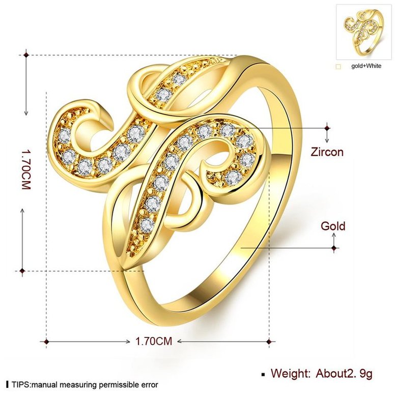 Wholesale Hot sale jewelry from China  Trendy 24K Gold Geometric White CZ Ring TGGPR265 3