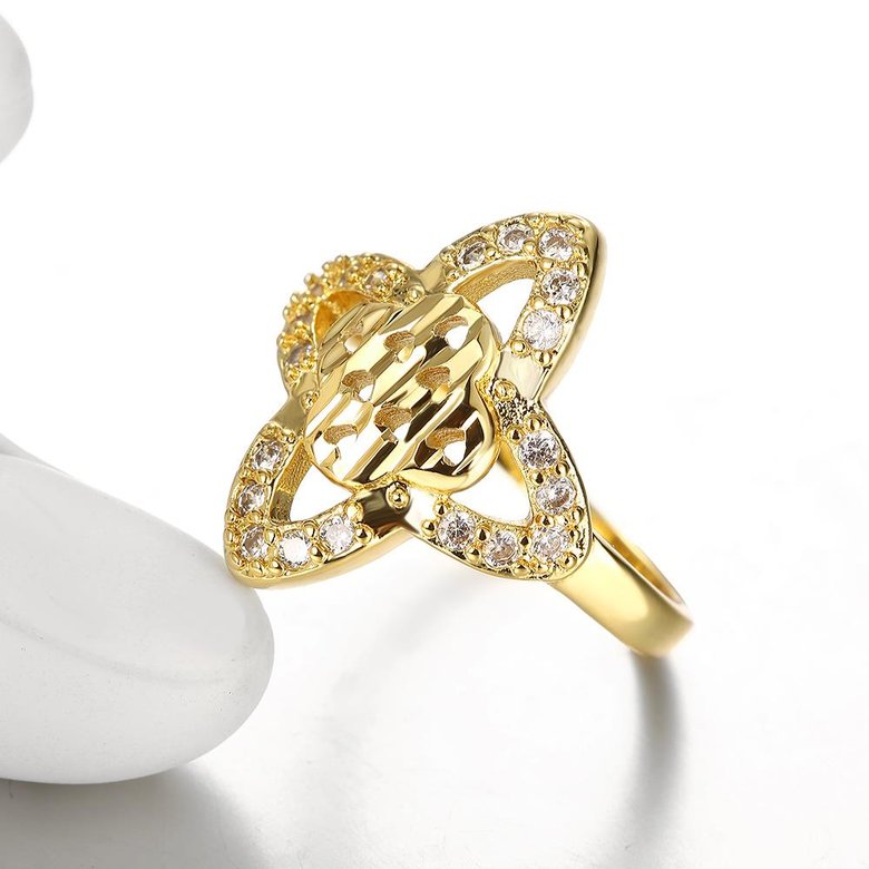 Wholesale Hot sale jewelry from China Trendy 24K Gold flower White CZ Ring  TGGPR279 1