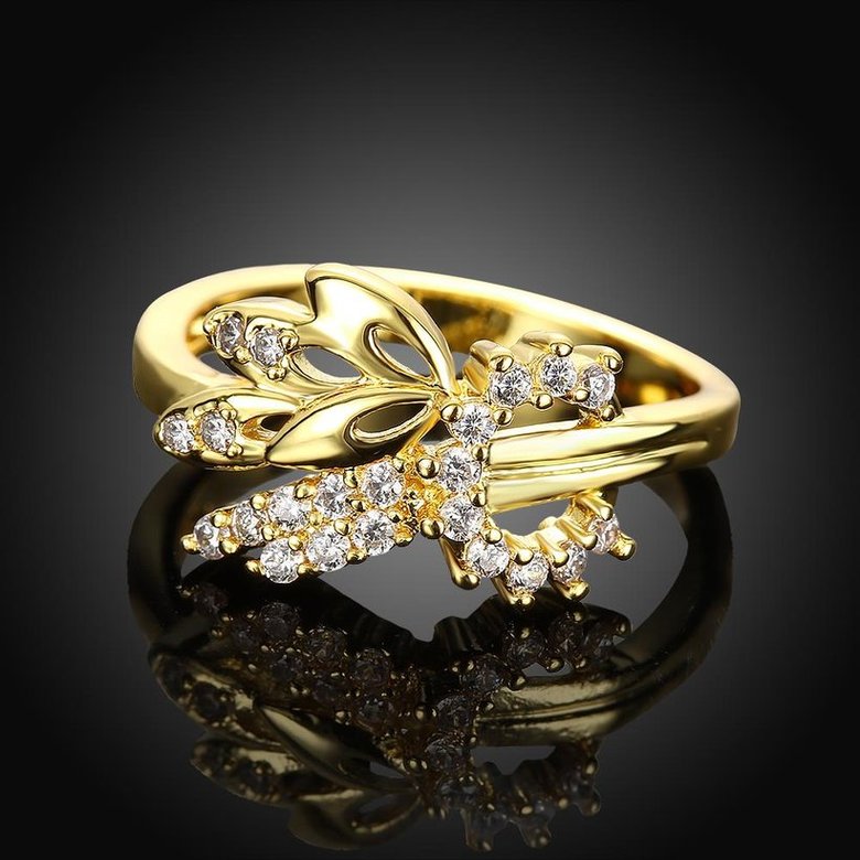 Wholesale Hot sale jewelry from China  Trendy 24K Gold Geometric White CZ Ring TGGPR292 0