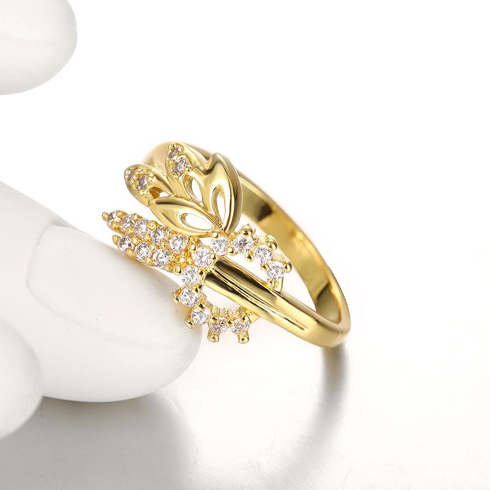 Wholesale Hot sale jewelry from China  Trendy 24K Gold Geometric White CZ Ring TGGPR292 2