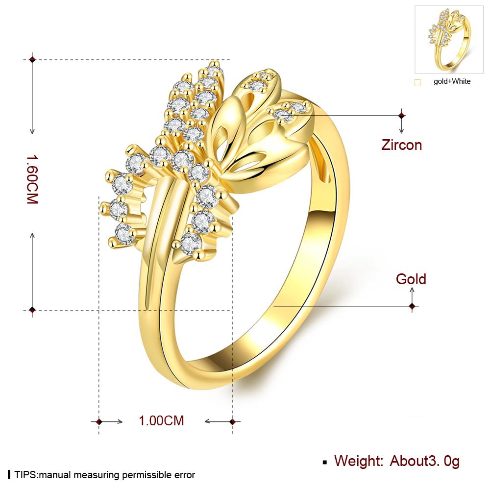 Wholesale Hot sale jewelry from China  Trendy 24K Gold Geometric White CZ Ring TGGPR292 4
