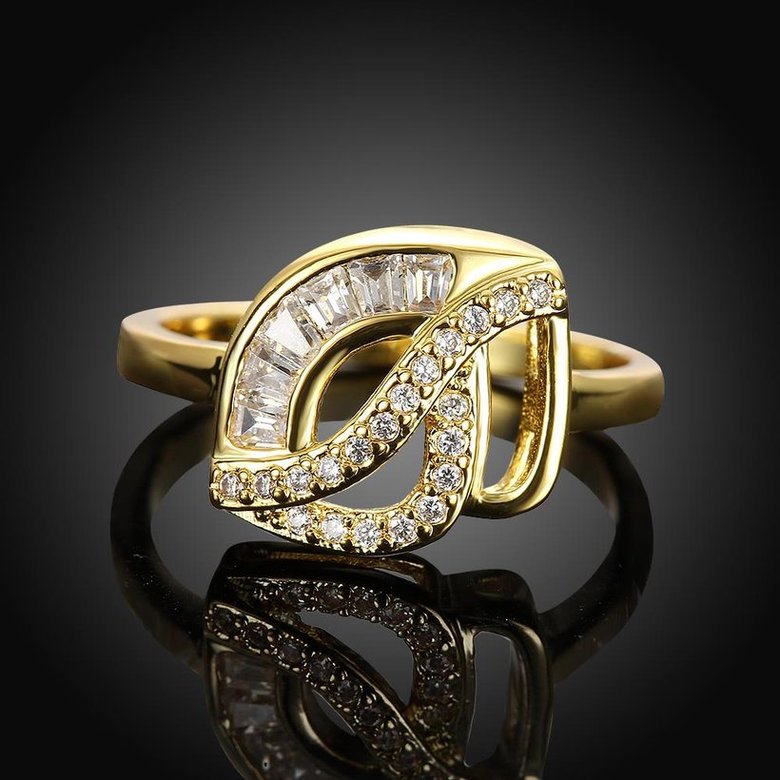Wholesale Luxury Design  24K Gold Geometric White CZ Ring Classic wedding jewelry TGGPR306 0