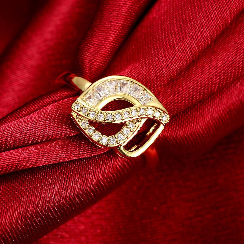Wholesale Luxury Design  24K Gold Geometric White CZ Ring Classic wedding jewelry TGGPR306 1