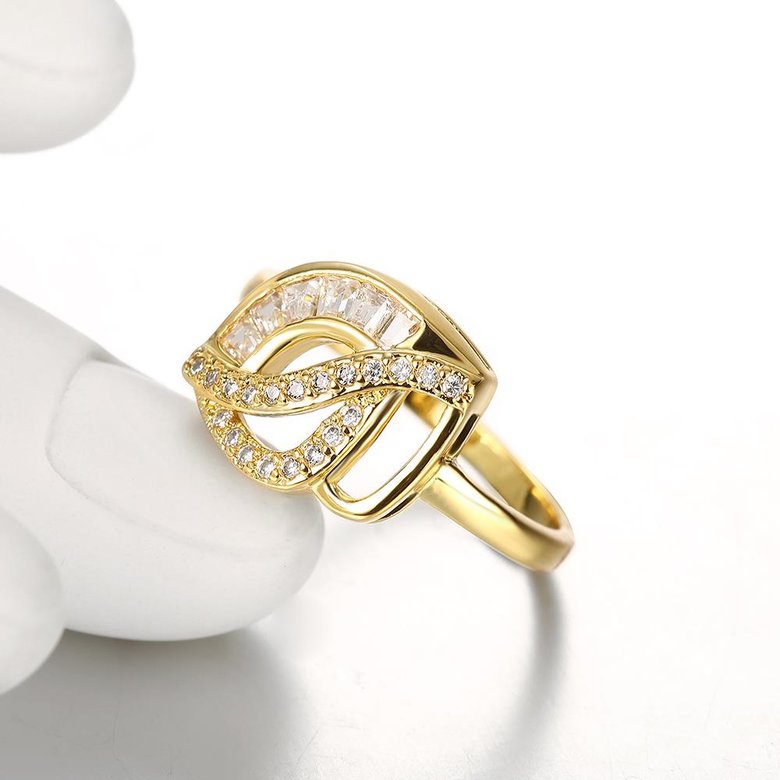Wholesale Luxury Design  24K Gold Geometric White CZ Ring Classic wedding jewelry TGGPR306 2