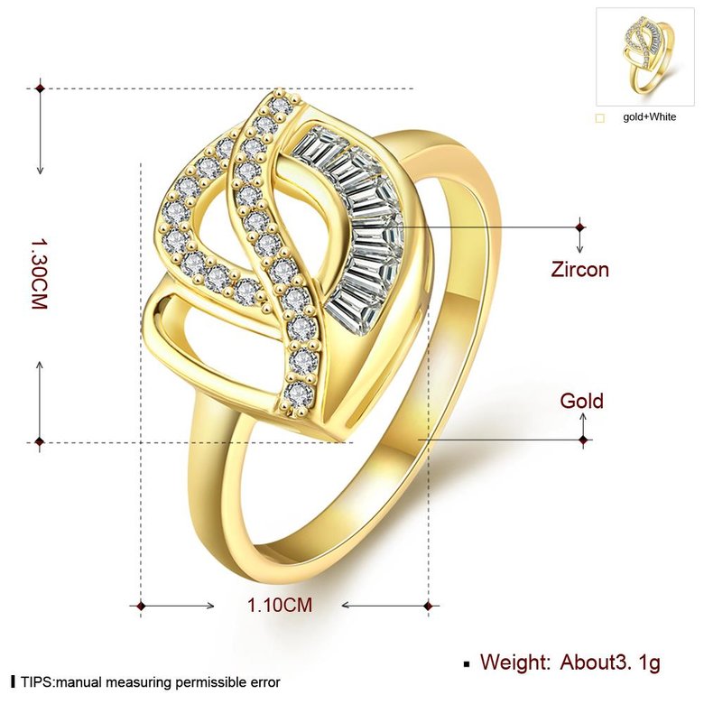 Wholesale Luxury Design  24K Gold Geometric White CZ Ring Classic wedding jewelry TGGPR306 3