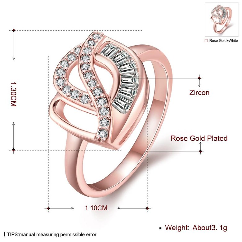 Wholesale Luxury  Design rose gold Geometric White CZ Ring  Vintage Bridal Round Engagement Ring TGGPR314 0