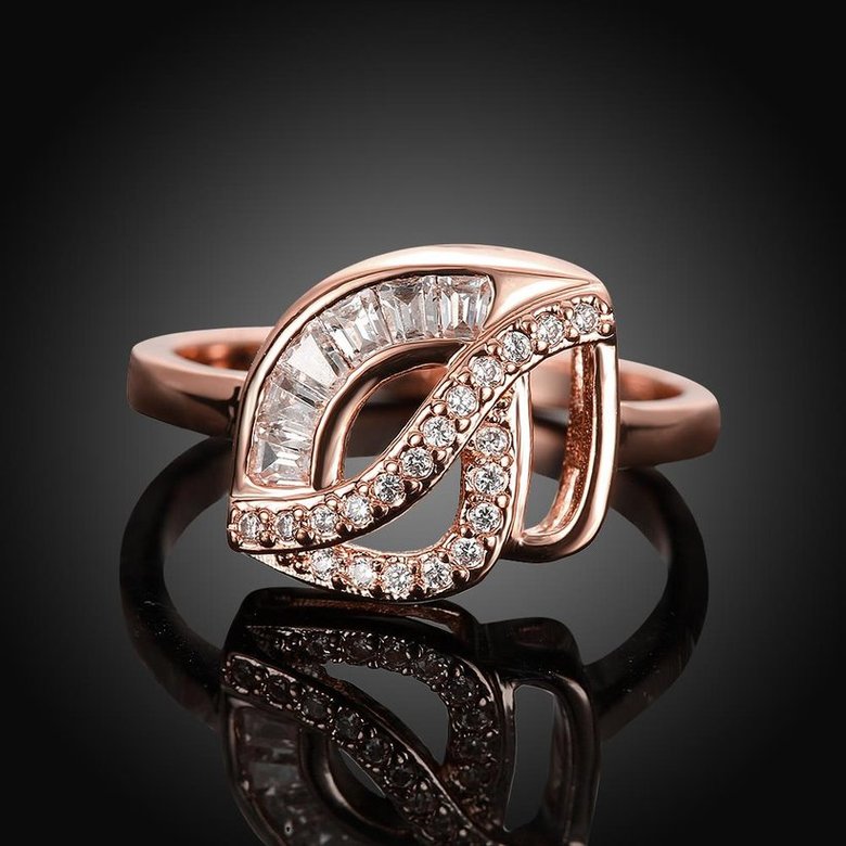 Wholesale Luxury  Design rose gold Geometric White CZ Ring  Vintage Bridal Round Engagement Ring TGGPR314 1