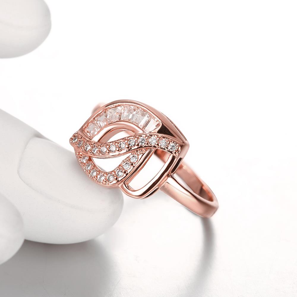 Wholesale Luxury  Design rose gold Geometric White CZ Ring  Vintage Bridal Round Engagement Ring TGGPR314 3