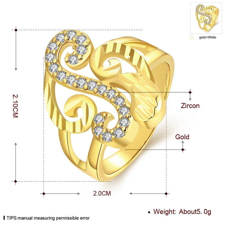 Wholesale Luxury  Design 24K gold Geometric White CZ Ring  Vintage Bridal Round Engagement Ring TGGPR322 0