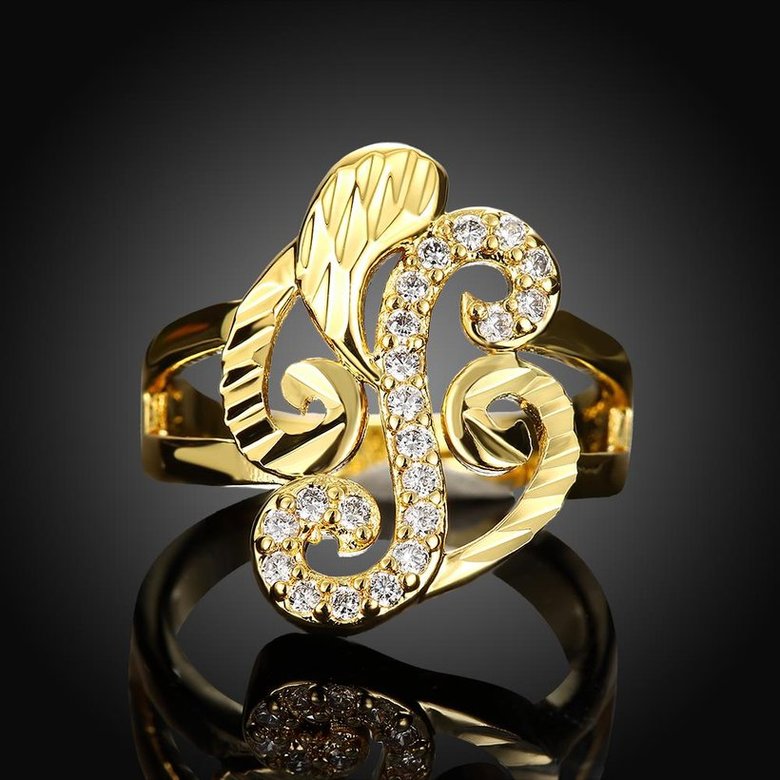 Wholesale Luxury  Design 24K gold Geometric White CZ Ring  Vintage Bridal Round Engagement Ring TGGPR322 1