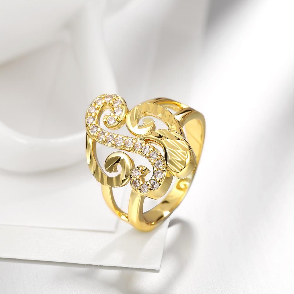 Wholesale Luxury  Design 24K gold Geometric White CZ Ring  Vintage Bridal Round Engagement Ring TGGPR322 3