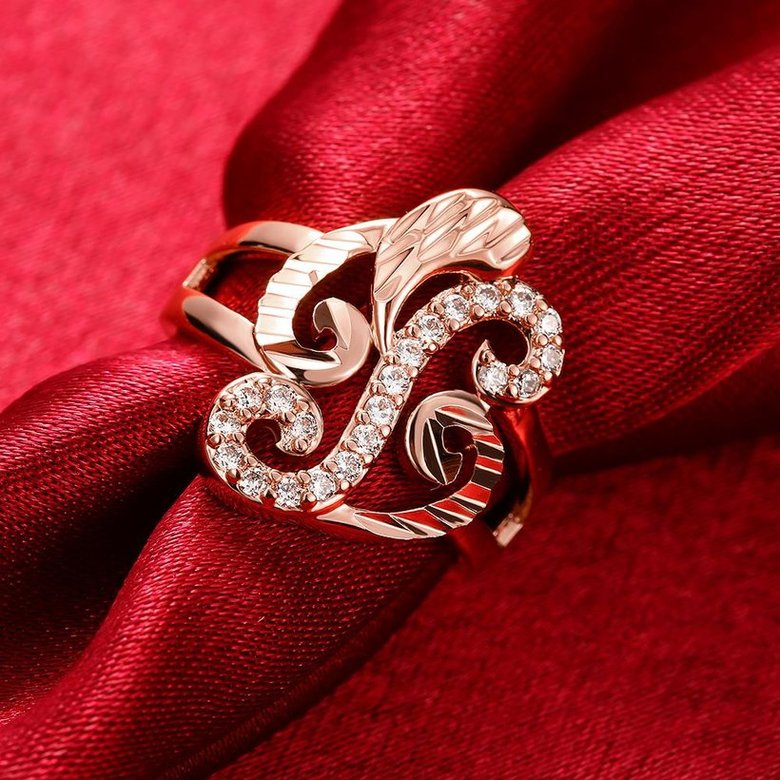 Wholesale Luxury  Design rose gold Geometric White CZ Ring  Vintage Bridal Round Engagement Ring TGGPR329 3