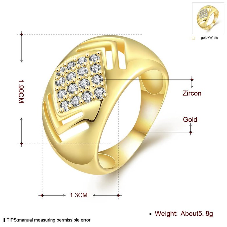 Wholesale Luxury  Design 24K gold Geometric White CZ Ring  Vintage Bridal Round Engagement Ring TGGPR336 0