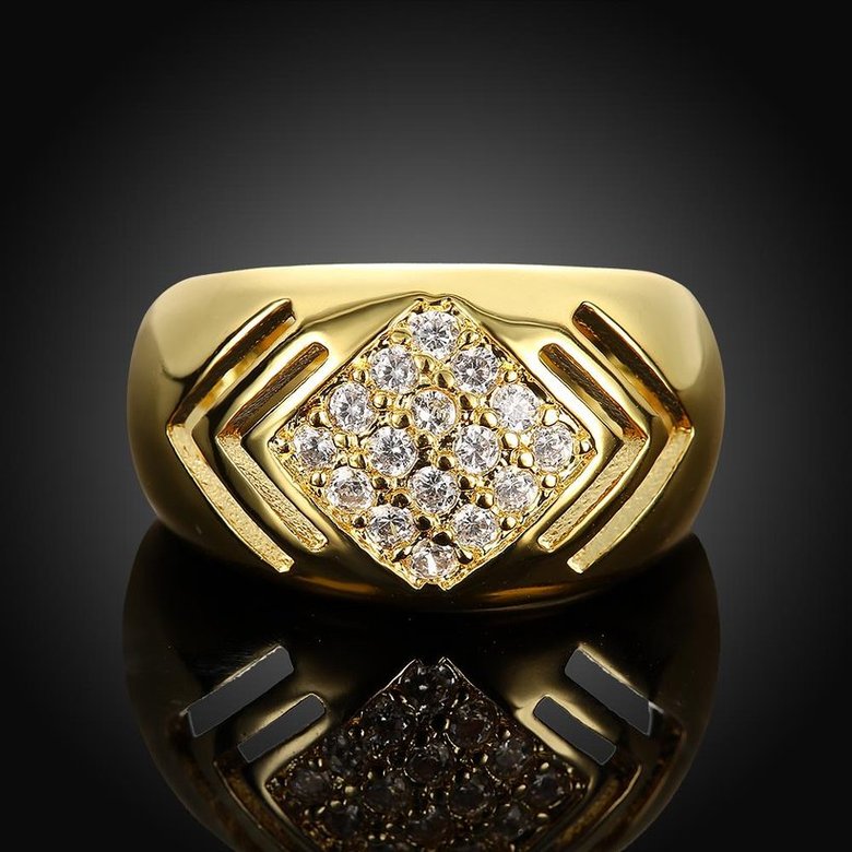 Wholesale Luxury  Design 24K gold Geometric White CZ Ring  Vintage Bridal Round Engagement Ring TGGPR336 1