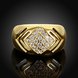 Wholesale Luxury  Design 24K gold Geometric White CZ Ring  Vintage Bridal Round Engagement Ring TGGPR336 1 small