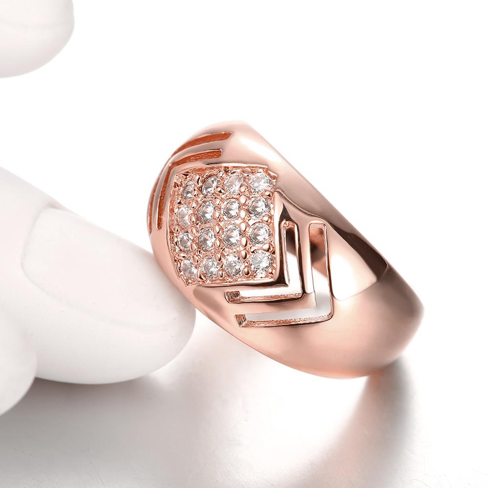 Wholesale Luxury  Design rose gold Geometric White CZ Ring  Vintage Bridal Round Engagement Ring TGGPR343 0