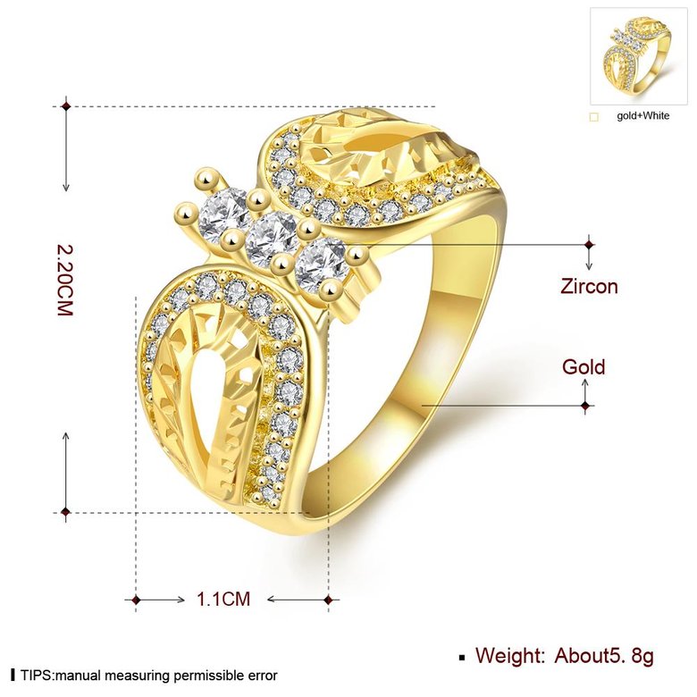 Wholesale Luxury  Design 24K gold Geometric White CZ Ring  Vintage Bridal Round Engagement Ring TGGPR350 1