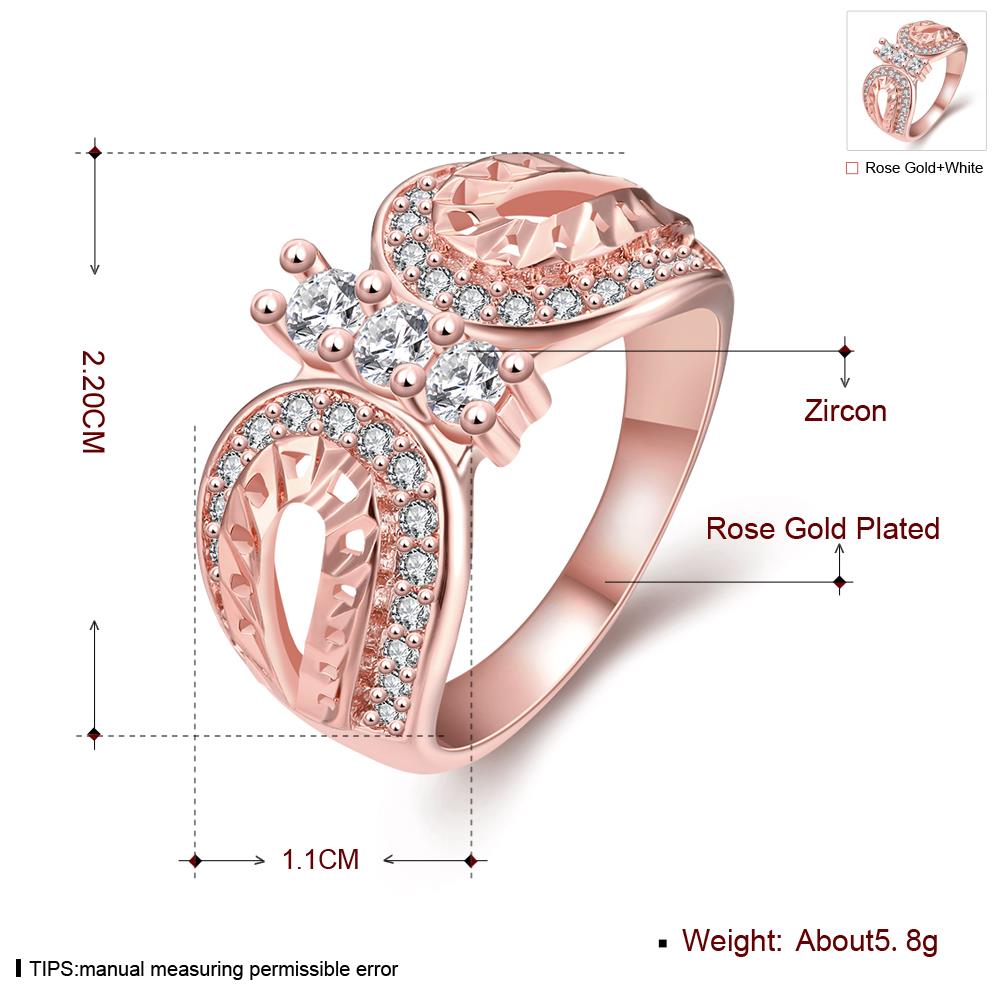 Wholesale Trendy Luxury  Design rose gold Geometric White CZ Ring  Vintage Bridal Round Engagement Ring TGGPR357 0