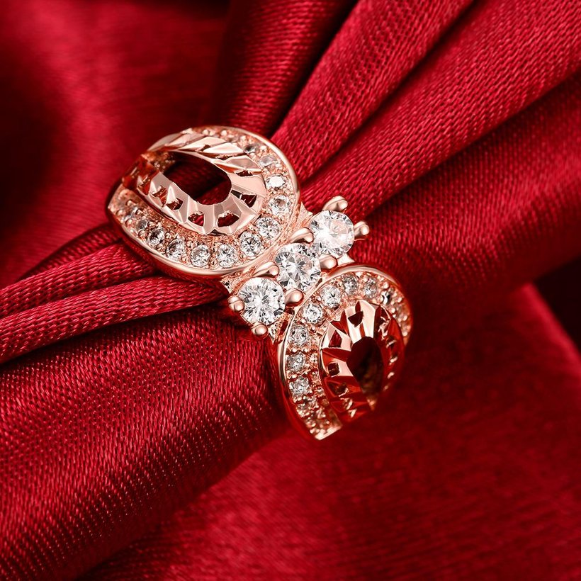 Wholesale Trendy Luxury  Design rose gold Geometric White CZ Ring  Vintage Bridal Round Engagement Ring TGGPR357 2