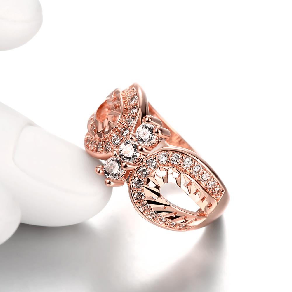 Wholesale Trendy Luxury  Design rose gold Geometric White CZ Ring  Vintage Bridal Round Engagement Ring TGGPR357 3