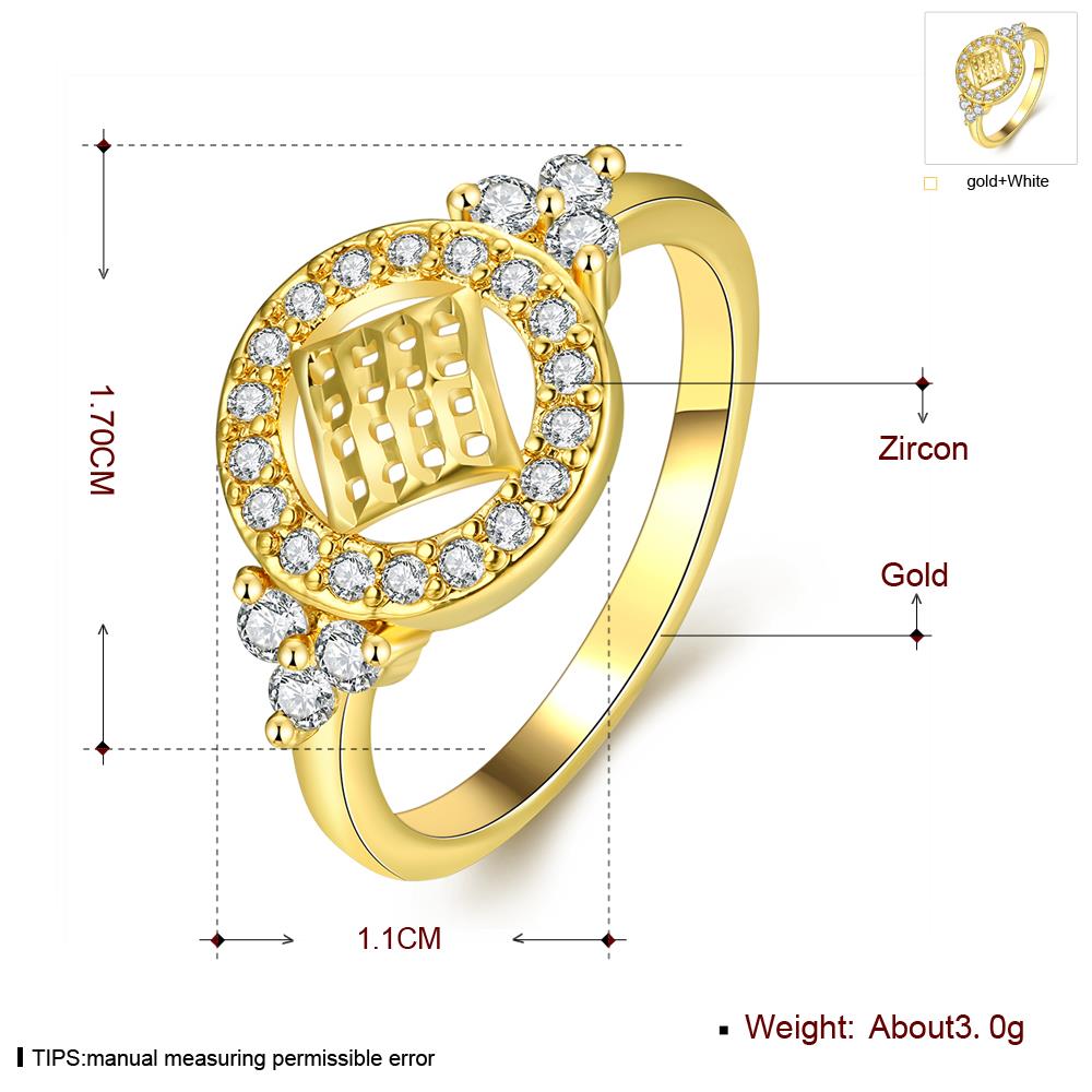 Wholesale Classic Trendy Design 24K gold Geometric White CZ Ring  Vintage Bridal ring Engagement ring jewelry TGGPR364 0