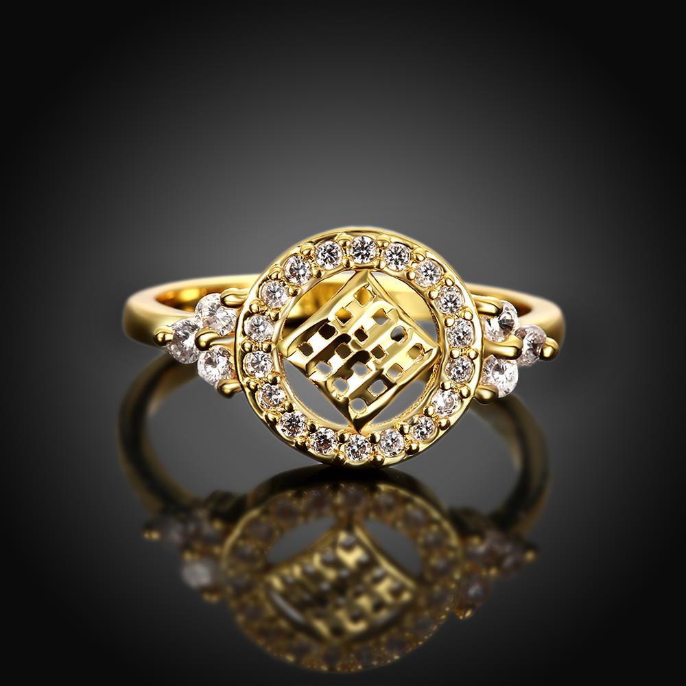 Wholesale Classic Trendy Design 24K gold Geometric White CZ Ring  Vintage Bridal ring Engagement ring jewelry TGGPR364 1