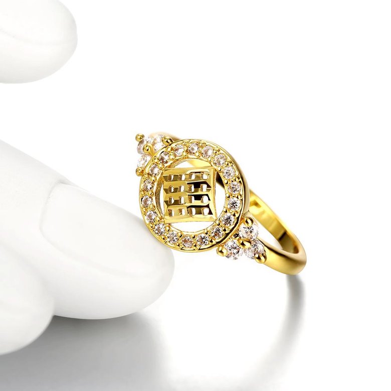 Wholesale Classic Trendy Design 24K gold Geometric White CZ Ring  Vintage Bridal ring Engagement ring jewelry TGGPR364 3