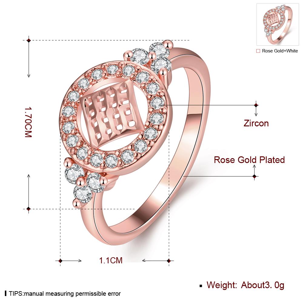 Wholesale Trendy Luxury  Design rose gold Geometric White CZ Ring  Vintage Bridal Round Engagement Ring TGGPR371 3