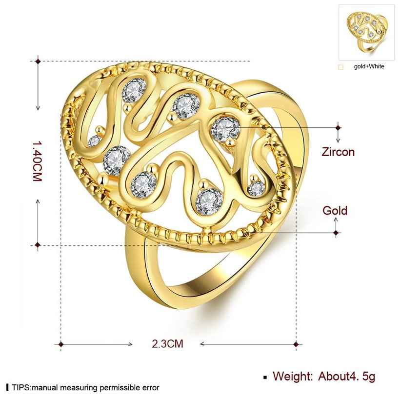 Wholesale Classic Trendy Design 24K gold Geometric White CZ Ring  Vintage Bridal ring Engagement ring jewelry TGGPR378 0