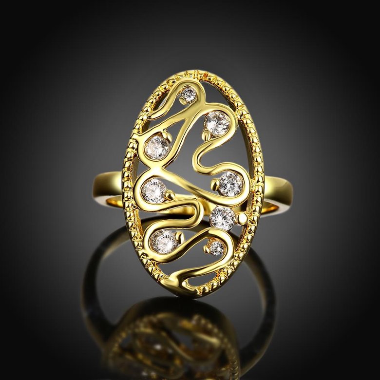 Wholesale Classic Trendy Design 24K gold Geometric White CZ Ring  Vintage Bridal ring Engagement ring jewelry TGGPR378 1