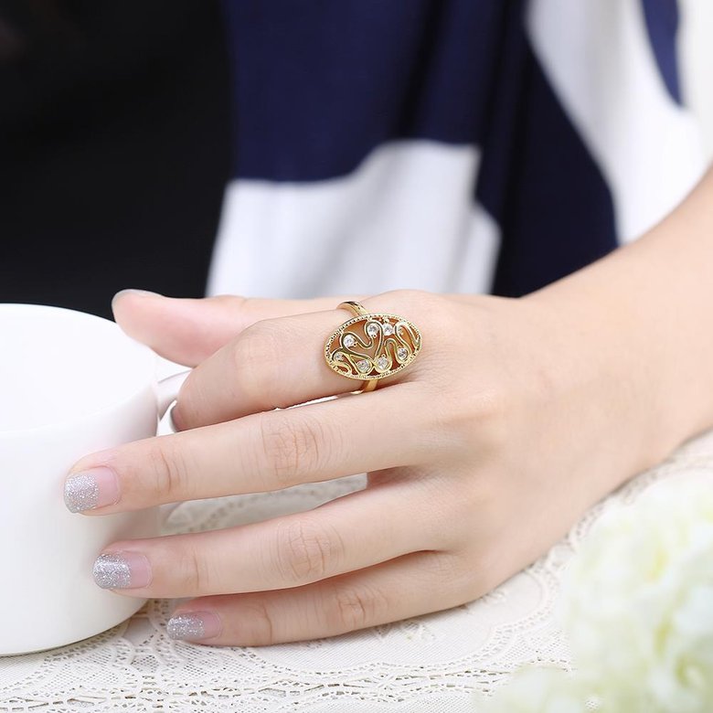 Wholesale Classic Trendy Design 24K gold Geometric White CZ Ring  Vintage Bridal ring Engagement ring jewelry TGGPR378 4