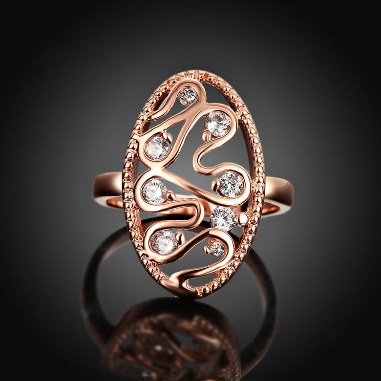 Wholesale Romantic Rose Gold Water Drop White CZ Ring TGGPR385 0