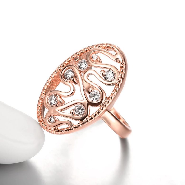 Wholesale Romantic Rose Gold Water Drop White CZ Ring TGGPR385 2