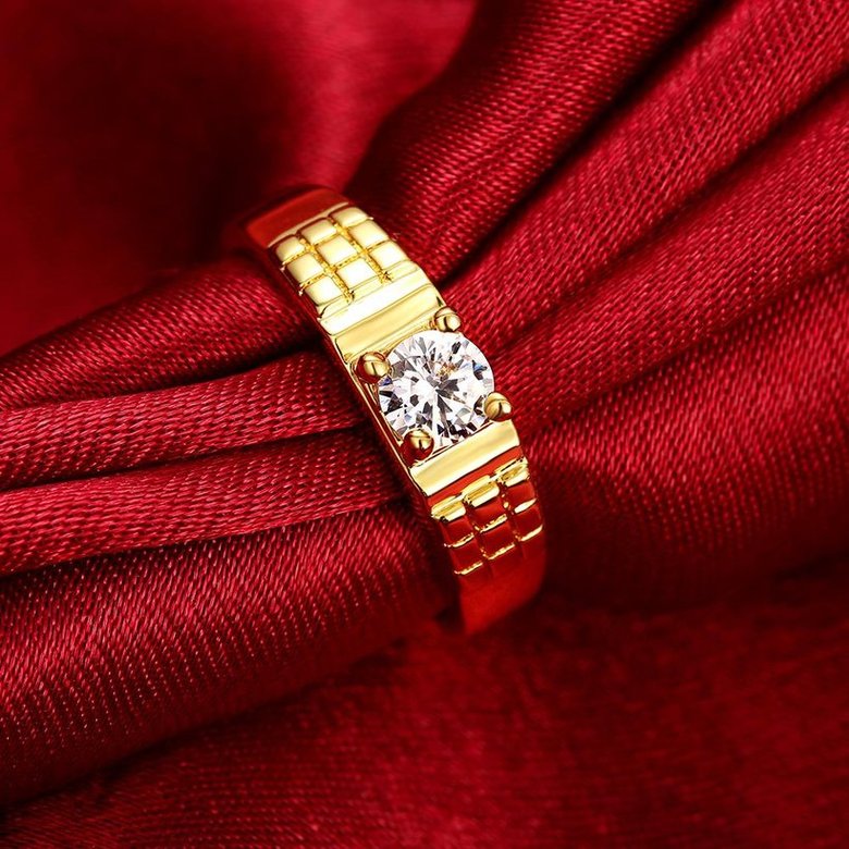 Wholesale Classic Trendy Design 24K gold Geometric White CZ Ring  Simple Stylish Jewelry TGGPR391 0